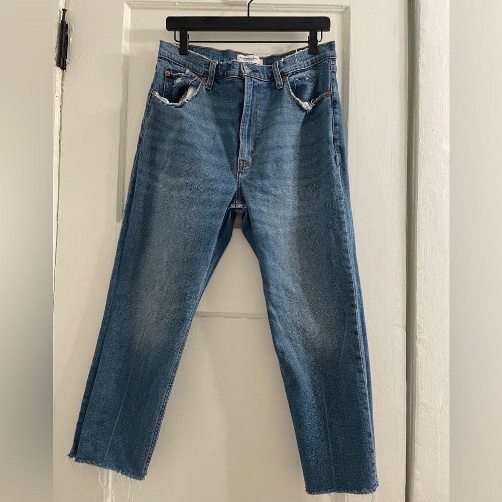 ABERCROMBIE Women’s Ultra High Rise Ankle Straight Jeans